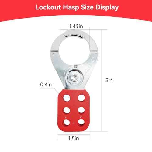 Lock Out Tag Out Hasp,Red 1.5 inch Jaw Diameter Stainless Steel Lockout Hasp Tamper-Proof Padlock Hasp with Extended Jaw,Nylon Handle,Impact-Resistant(10 Pack)