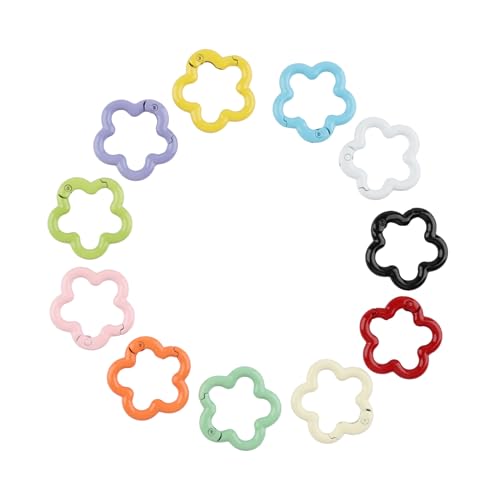 11Pcs Colorful Flower-Shaped Aluminum Alloy Carabiner Clips for DIY Crafts