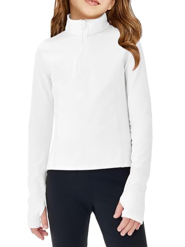 Girls Half Zip Pullover Sweatshirt - 9-10 Years, White