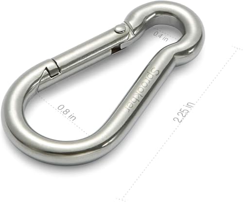 Stainless Steel Spring Snap Hook Carabiner Clips - 2.25 Inch, Set of 6