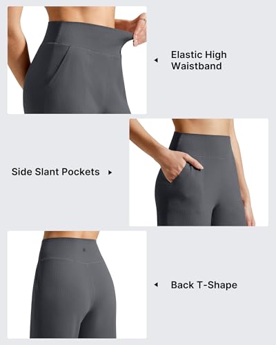 G4Free High-Waisted Ribbed Bermuda Shorts for Women 11" Inseam Casual Summer with Pockets