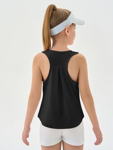 Kids Athletic Tank Top - Sleeveless Shirt for Girls, 11-12 Years - Black
