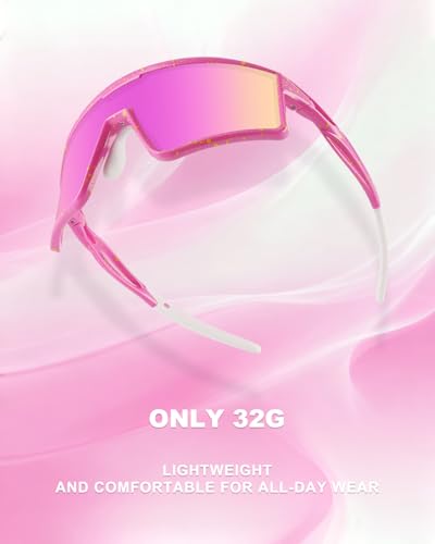 Sports Sunglasses UV400 Protection - Pink Frame & Pink Lens
