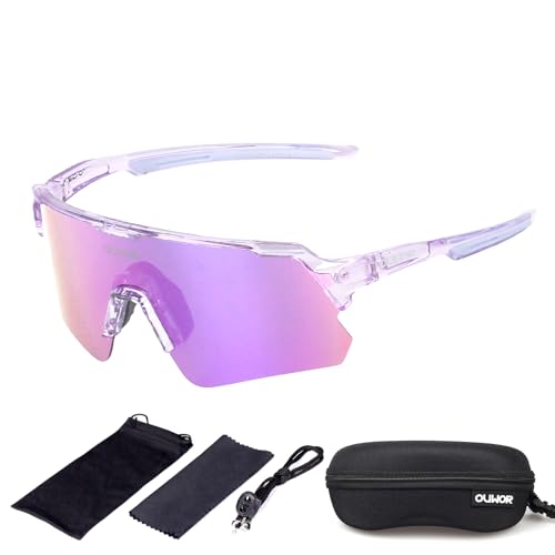 OUWOR Translucent Frame Polarized Sports Sunglasses UV400 for Men Women Youth
