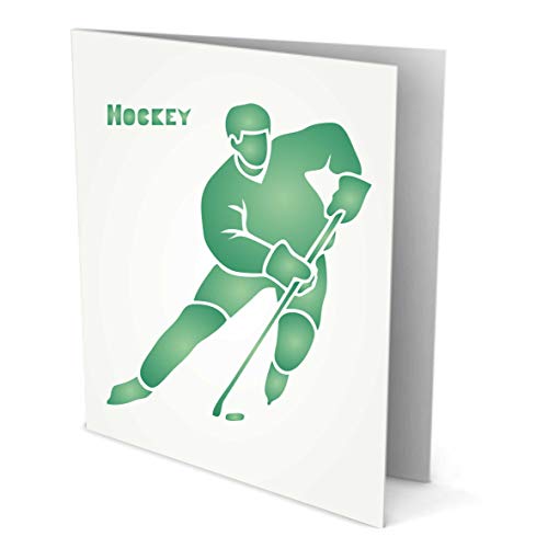 Hockey Stencil, 4.5 x 5.5 inch - Athlete Ice Hockey Player Stick Puck Word Quote