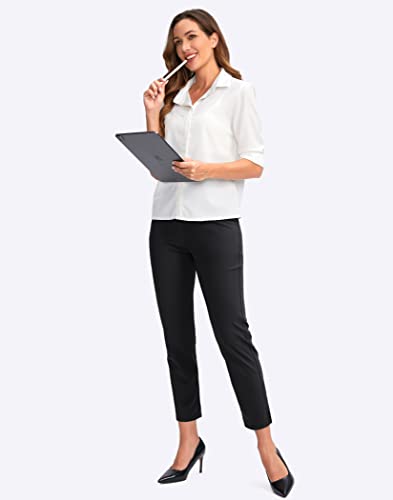 YYV Women's High Waist Stretch Golf Pants with Pockets - Medium Black