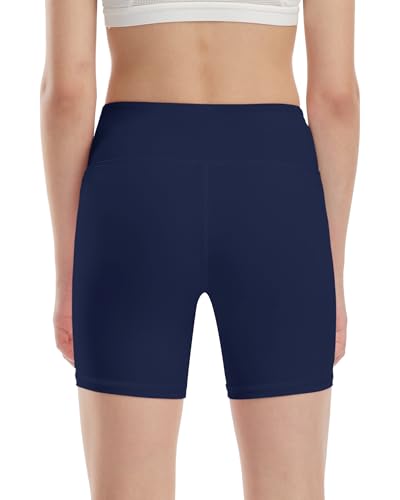 Girls Volleyball Shorts 5" Compression Dance Athletic - Navy, Large