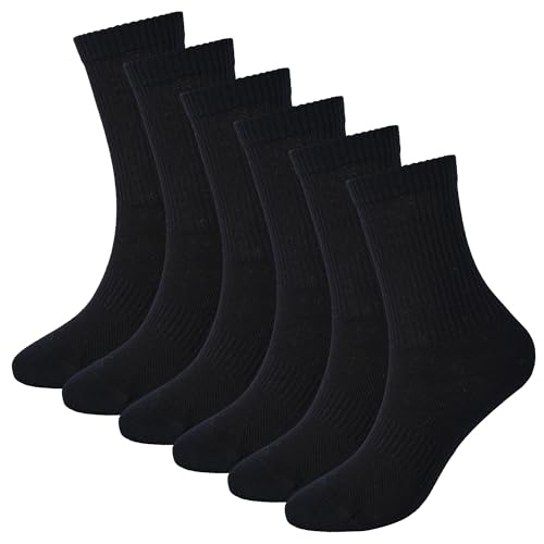 WindCrosser Men's Large Black Ankle Socks 6 Pairs Anti-Odor Seamless Cotton