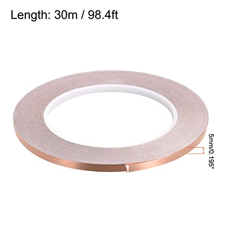 Copper Foil Tape Conductive Adhesive, [for EMI Shielding, Electrical Repairs, Stained Glass, Paper Circuits, Grounding] - 3/16"/98ft/2 Roll