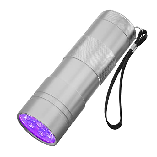UV Flashlight - 12 LED 395nm Handheld Black Light - Silver