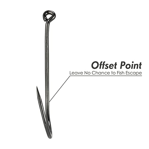Dr.Fish 100 Pack Black Offset Octopus Fishing Hooks #9/0 for Saltwater & Freshwater