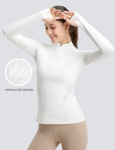 Women's Long Sleeve Equestrian Riding Shirt - Medium/White
