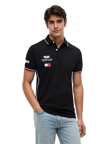 Men's Stretch-Cotton F1 Replica Polo - Black, Medium