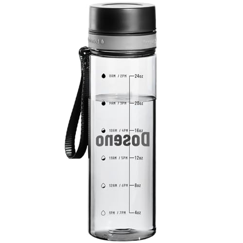28 oz Clear Water Bottle with Time Marker - Black