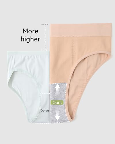 Women's Cotton Bikini Panties - High-Cut Stretch Underwear - 4 Pack Medium