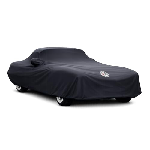 Custom Fit Indoor Car Cover for 1953-1962 Chevrolet Corvette C1 - Black with Official Flags Logo, Includes Storage Bag