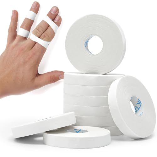 OK TAPE Athletic Finger Tape 10 Rolls, 0.5 inch x 15 yards, White - 450FT Support Wrap for Sports & Injury Prevention