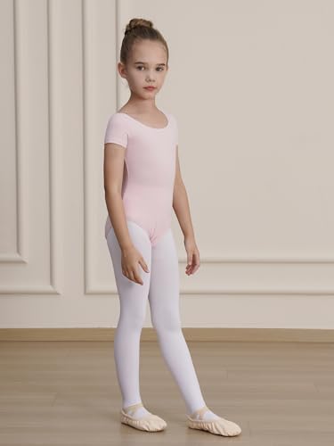 Gymnastics Leotards for Girls - Short Sleeve Bodysuit, 12-14 Years / Pink