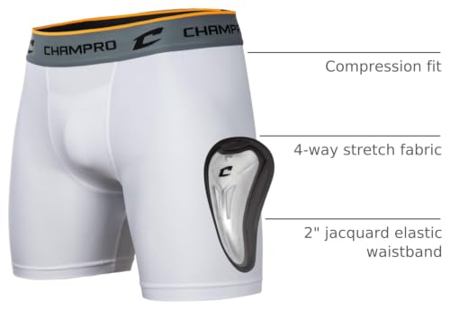 Champro Men's Compression Boxer Shorts with Cup - Large