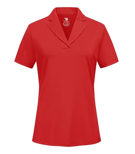 Women's Golf Polo Shirt - UPF 50 Short Sleeve V-Neck Quick Dry