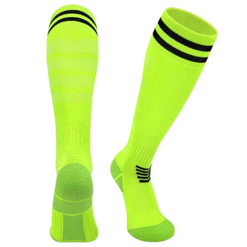 Youth Soccer & Baseball Socks - Softball Socks Medium Neon Green/Black