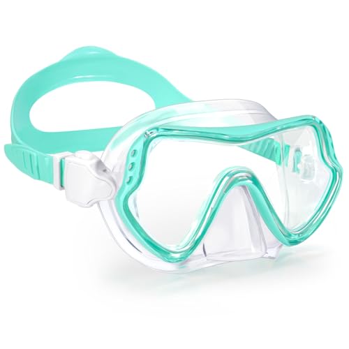 Kids Swim Goggles with Nose Cover - Macaron Green, Anti-Fog