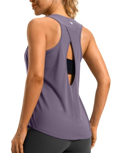 G Gradual Women's Open Back Athletic Tank Top - Medium Purple Grey