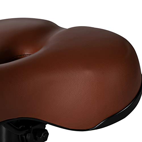 ZHIQIU Comfortable Bicycle Saddle Seat Cushion with Dual Shock Absorbing Ball, Memory Foam - Brown Hollow