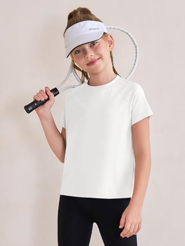 Kids Short Sleeve Quick Dry Athletic T-Shirt - White, 13-14 Years