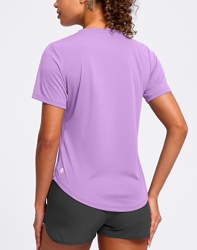 Women's Large Light Purple V-Neck Workout Sun Shirt - Dry Fit Active Top
