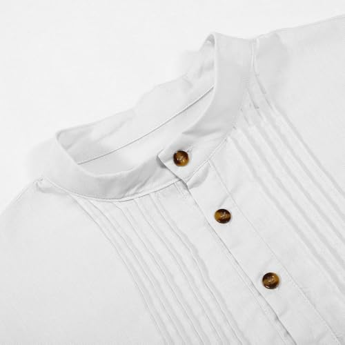Men's Long Sleeve Stand Collar Kaftan Thobe Robe - White, 3X-Large