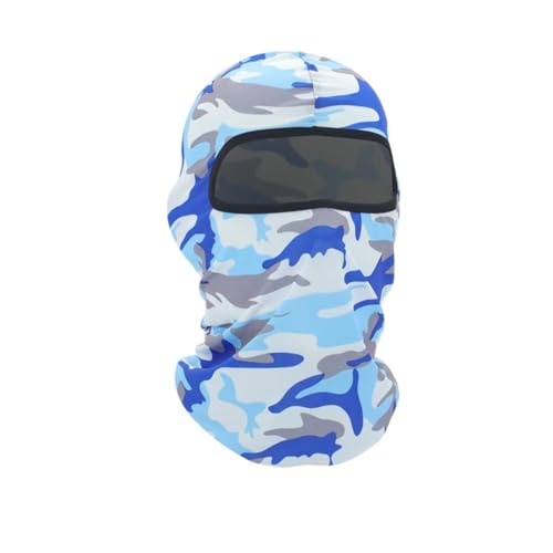 Windproof Balaclava Ski Mask - UV Protection Full Face Hood - Camo Light Blue