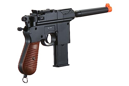 Airsoft C96 WWII Spring Metal Pistol with 2 Magazines - Black