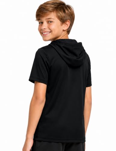 X-Large Boys Short Sleeve Hoodie T-Shirt - Youth Athletic Cool Dry Hoodie