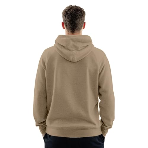 Men's Oversized Pullover Hoodie - Solid Color, Long Sleeve, Large - Camel