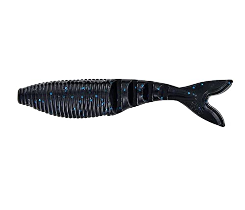Zako Swimbait - 4 Inch Black with Large Blue Flake - 6 Pack