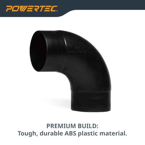 POWERTEC 70105-P2 4 In. 90 Degree Elbow - ABS Plastic Right Angle Dust Collector Connector