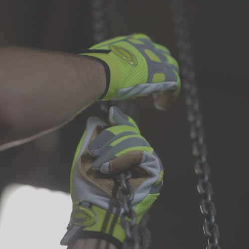 Caiman MAG, Multi-Activity Glove with Goat Grain Leather Patch Palm, Hi-Vis AirMesh Back, Pinch'd-Tip Fingers, Neoprene Knuckle, Hi-Vis Yellow/Gold, Medium (2984-4)