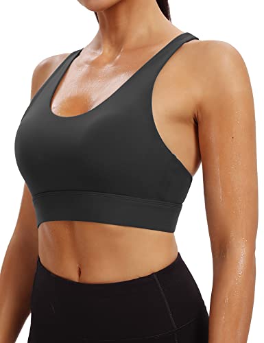 High Support Padded Sports Bra for Women - Black, Large