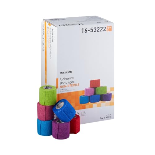 McKesson Elastic Cohesive Bandage 2 in Self-Adhesive, Non-Sterile, Blue/Red 1 ct