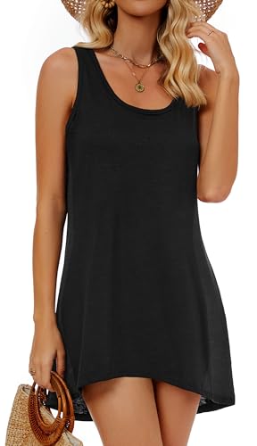 Bikini Cover Up for Women - Sleeveless Beach Swimsuit - Large Black