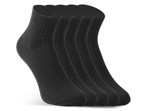 Coolmax Ankle Socks for Men - 5-Pack Loose Fitting (10-13) - Black
