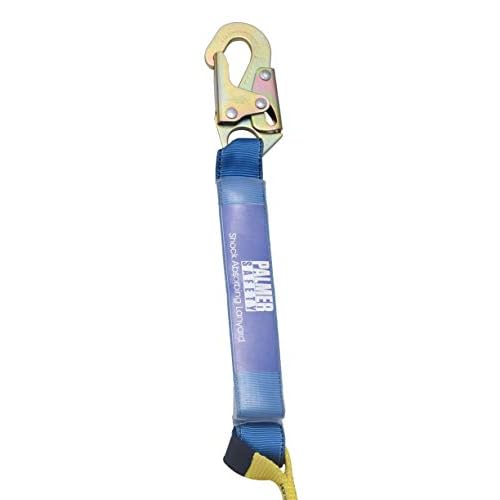 Palmer Safety 6' Single Leg Lanyard with Shock Absorber, Yellow Webbing with Steel Snap Hook - Meets or exceeds ANSI Z359.13-2013