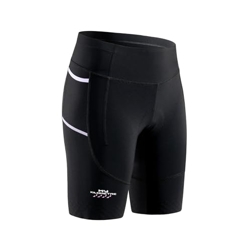 Women's Plus Size Triathlon Shorts with Pockets, 8-Inch Inseam