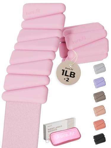 KURE.FIT Pink 1LB Pilates Wrist & Ankle Weights – Adjustable, Wearable