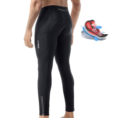 X-TIGER Men's Cycling Tights Large Black Gel Padded Mountain Bike Pants