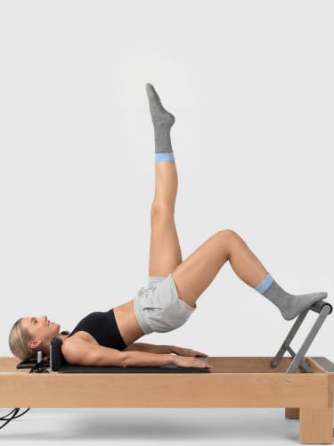 Women's Non-Slip Pilates Grip Socks - Mid Calf - Grey