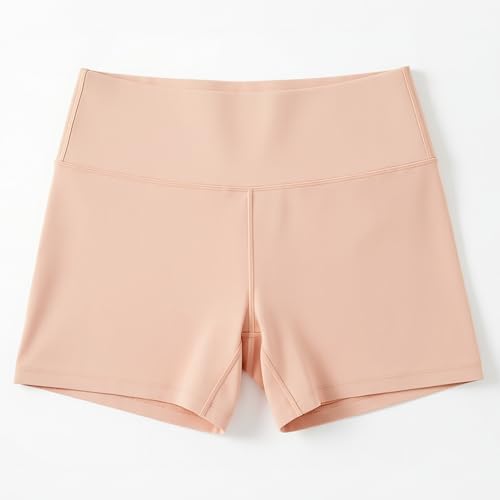 Girls High Waisted Athletic Shorts for Dance & Yoga - Pink, 7-8 Years