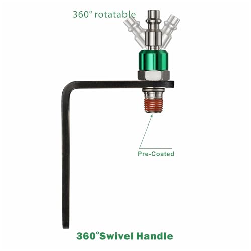 Yolass Pneumatic tool hook,1/4"NPT and 360¡Æ Rotatable L Air Rafter Hooks are Lightweight,Quick and Easy to Install for Air Blow Guns,Pneumatic Nail Guns,with Brass Joints,1-Piece