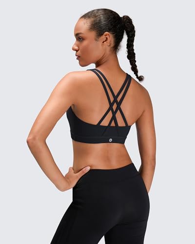 Medium Black Lucky Yoga Women's Strappy Sports Bra for Activewear